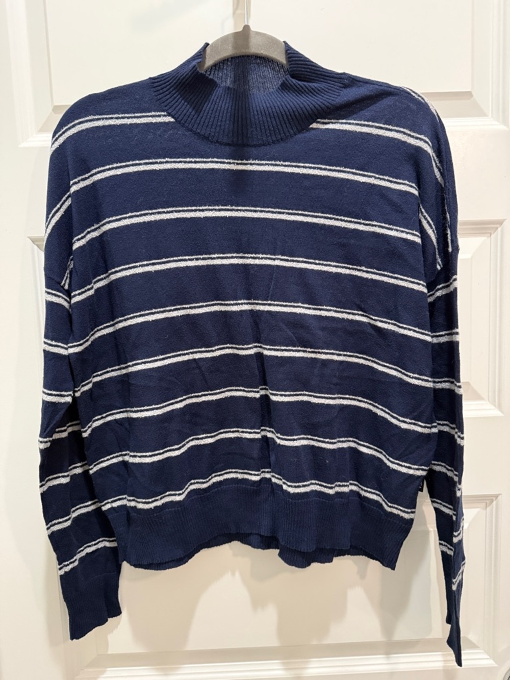 RVCA Navy and White Striped Turtleneck Sweater